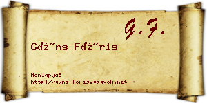 Güns Fóris névjegykártya